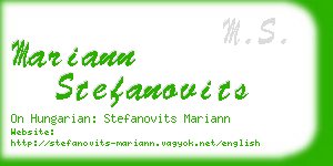 mariann stefanovits business card